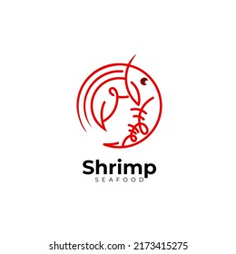 Shrimp logo with seafood design , red color, restaurant logos