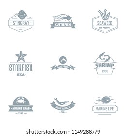 Shrimp logo set. Simple set of 9 shrimp vector logo for web isolated on white background