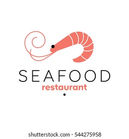 Shrimp logo template. Seafood restaurant sign. Prawn