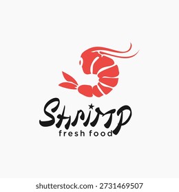 Modelo de logotipo de camarão Ilustração de ícone de vetor Design Seafood Restaurant Menu