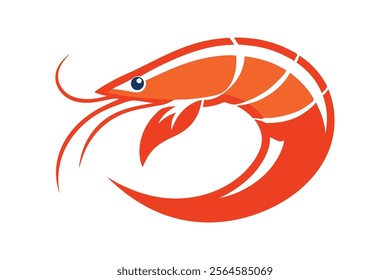 Shrimp Logo Vector - High-Quality Shrimp Logo Design for Branding.The detailed shrimp design is available in scalable vector format, offering flexibility for use across various platforms and mediums.