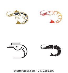 Símbolo de Vector de logotipo de camarón para restaurante