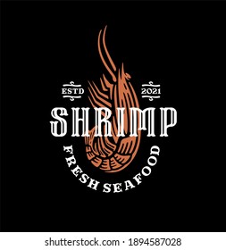 Shrimp logo in vintage design inspiration