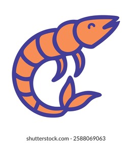 Shrimp marine life icon illustration