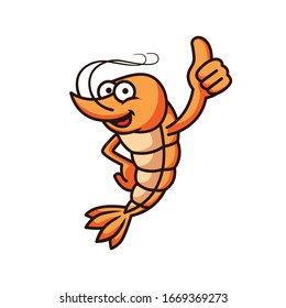 Shrimp mascot cartoon vector illustration