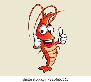 Shrimps Mascot Design, Shrimp Charakter Design, Funny Shrimps. Pro Vektor	
