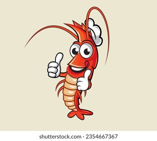 Shrimp Mascot design, Shrimp Character design, Funny shrimp. Pro Vector	
