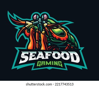 Shrimp mascot logo design. Mantis shrimp seafood vector illustration. Logo illustration for mascot or symbol and identity, emblem sports or e-sports gaming team