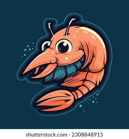 Shrimp mascot logo for a seafood company. modern flat color