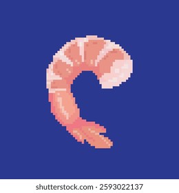 Shrimp meat pixel art, vector illustration on isolated background.