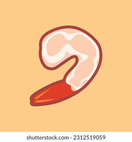Shrimp Meat Vector, Fresh Raw Shrimp Meat Cartoon