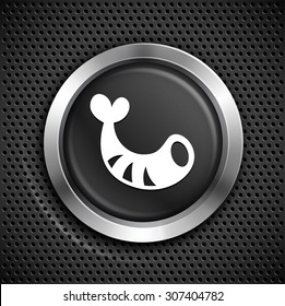 Shrimp on Black Round Button