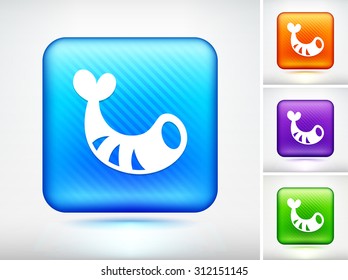 Shrimp on Blue Square Button