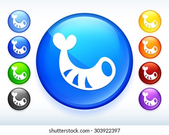 Shrimp on Colorful Round Button