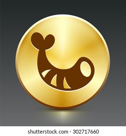 Shrimp on Gold Round Button