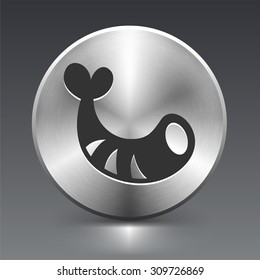 Shrimp on Silver Round Button