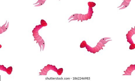 shrimp on white background, vector illustration, pattern. seafood for food. seamless illustration, wallpaper for the decor of cafes and restaurants with a marine theme.