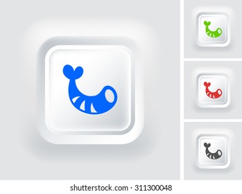Shrimp on White Square Button