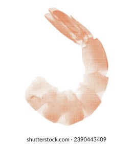 Shrimp one isolated, from red circle dots of different sizes on white background
