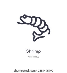 shrimp outline icon. isolated line vector illustration from animals collection. editable thin stroke shrimp icon on white background