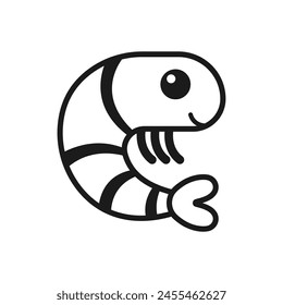 shrimp outline icon logo vector cartoon