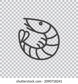 Shrimp outline icon. Vector isolated on transparent background.