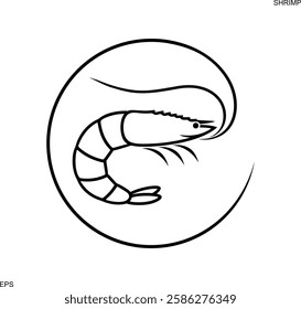 Shrimp outline. Isolated shrimp on white background. Prawns outline