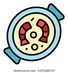 Shrimp paella food icon outline vector. Spain cooking. Fish cuisine color flat