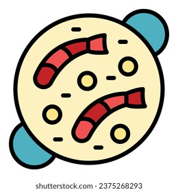 Shrimp paella icon outline vector. Spanish food. Fish cuisine color flat