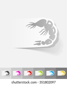 shrimp paper sticker with shadow. Vector illustration