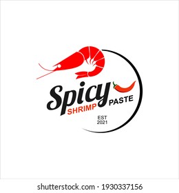 Logotipo de pasta de camarón Comida asiática tradicional. Sabor de mariscos de ingredientes de temporada picante para inspiración de plantillas de etiquetas culinarias