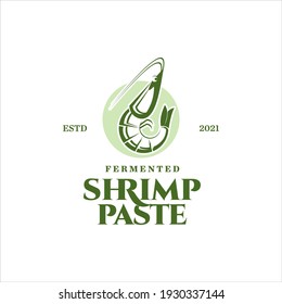 Shrimp Paste Logo Traditional Asian Food, Fermented Seasoning Ingredient Seafood Flavor for Culinary Label Template Inspiration