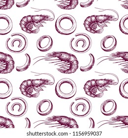 shrimp pattern on white background