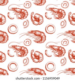 shrimp pattern on white background