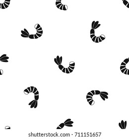 Shrimp pattern repeat seamless in black color for any design. Vector geometric illustration