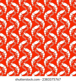 Shrimp pattern seamless. Sea shrimp background. Baby fabric texture