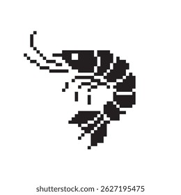 Shrimp pixel art, ilustração vetorial em fundo isolado.