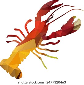 shrimp Polygon Lowpoly Style animal illustration Vector