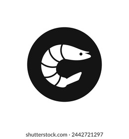 Shrimp, prawn black and white vector icon