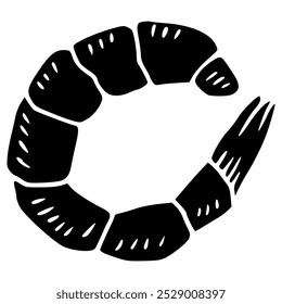 shrimp or prawn hand drawn glyph icon