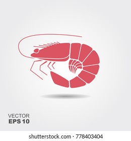 Shrimp and prawn icon. Flat vector illustration
