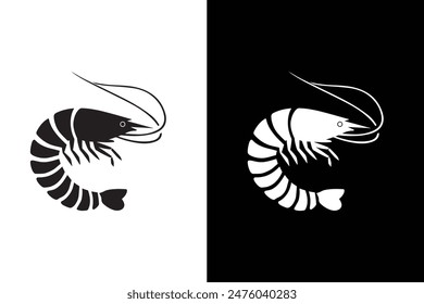 Shrimp, Prawn icon vector, filled flat sign, solid pictogram isolated on white black background