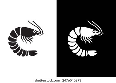 Shrimp, Prawn icon vector, filled flat sign, solid pictogram isolated on white black background