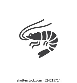 Shrimp, Prawn Icon Vector, Filled Flat Sign, Solid Pictogram Isolated On White, Logo Illustration