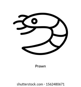 Shrimp, Prawn icon vector, outlined flat sign, solid pictogram isolated on white, logo illustration