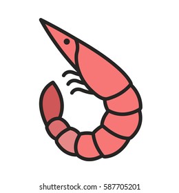 Shrimp Prawn Minimal Color Flat Line Stroke Icon Pictogram Symbol Illustration