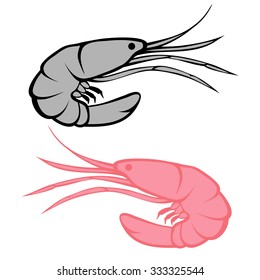 Shrimp / prawn silhouette logo. Vector flat icon.