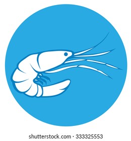 Shrimp / prawn silhouette logo. Vector flat icon.