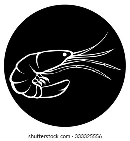 Logo de silueta de gambas. Icono plano del vector.