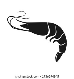 Shrimp or prawn in silhouette vector icon